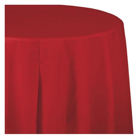 703548 82 in. Octy Round Plastic Table Cover, Classic Red